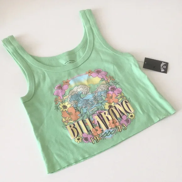 Billabong Crop Tank Top Scoop Neck Raw Hem Tee - Picture 8 of 16